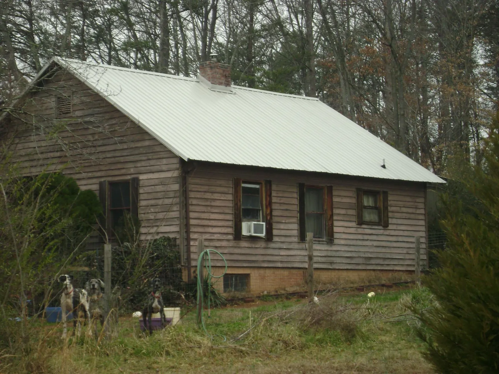 White metal roof on an old wood sided farmhouse, from a Metal Roof Installation job in Silverlake